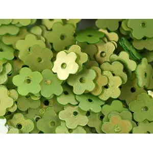 Bright Green 1 Hole Flower Shape Plastic Sequins for Embroidery Decoration Art and Craft (Pack of 100 Grams)