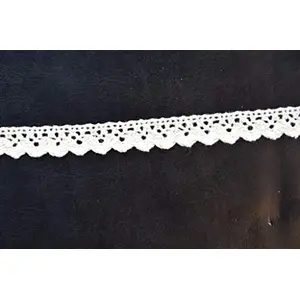 Off White Cotton Lace (0.5 Inches) (10 Metres) (Design 8)- Used for Trims Borders Embroidered Laces Applique Fabric lace Sewing Supplies Cotton Work lace.