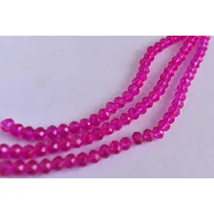 Pink Transparent Tyre/Rondelle Shaped Crystal Beads (10 mm) 1 Line for  Jewellery Making Beading Arts and Crafts and Embroidery.