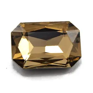 Golden/LCT Rectangle Shaped Glass Stone (13 mm * 18 mm) (10 Pieces)