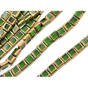 Golden Border Designer Beads (8 mm) 1 String - Used for Beading Jewellery Making and Embroidery