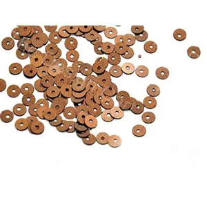 Copper Round Centre Hole Sequins (4 mm) (Pack of 100 Grams) - for Embroidery Beading Art and Craft