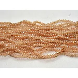 Peach Golden Dual Tone Tyre/Rondelle Shaped Crystal Beads (4 mm) 1 Line for  Jewellery Making Beading Arts and Crafts and Embroidery.