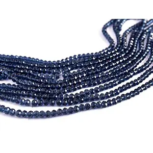 Navy Blue Transparent Tyre/Rondelle Faceted Crystal Beads (8 mm) (1 String) for  Jewellery Making Beading Embroidery Art and Craft