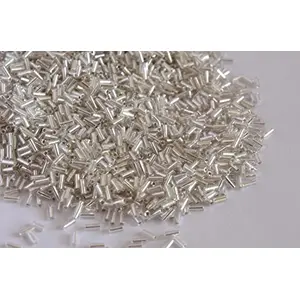 Silverline White/Crystal Pipe/Bugle Beads/Glass Seed Beads (25 mm) (450 Grams) Standard Quality for  Jewellery Making Beading Arts and Crafts and Embroidery.