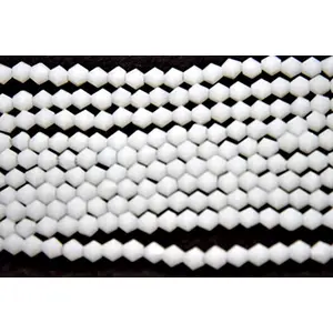 Opaque White Bicone Crystal Beads (4 mm) 1 String for  Jewellery Making Beading Arts and Crafts and Embroidery.