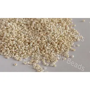 Opaque Cream/Off White Round Seed Beads/Glass Seed Beads (8/0-3.0 mm) (100 Grams) Standard Quality for  Jewellery Making Beading Arts and Crafts and Embroidery.