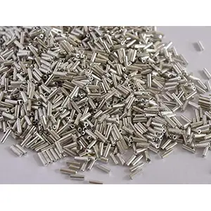 Metallic Uni-Silver Pipe Beads/Bugle Beads/Glass Beads (25 mm 100 Grams) Standard Quality for  Jewellery Making Beading Embroidery Art and Craft