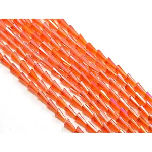 Orange Transparent Rainbow Conical Crystal Bead (4 mm * 8 mm) 1 String for  Jewellery Making Beading Arts and Crafts and Embroidery.