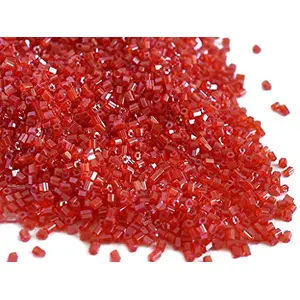 Transparent Dark Red 2 Cut Beads/Glass Seed Beads (15/0-1.5 mm) (100 Grams) Standard Quality for  Jewellery Making Beading Arts and Crafts and Embroidery.