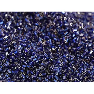 Silverline Blue 2 Cut Beads/Glass Seed Beads (11/0-2.0 mm) (100 Grams) Standard Quality for  Jewellery Making Beading Arts and Crafts and Embroidery.