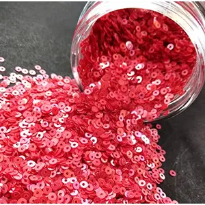 Raspberry Red Center Hole Circular Sequins (3 mm) (Pack of 250 Grams)- for Embroidery Beading Arts and Crafts