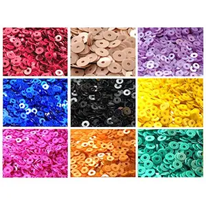 Sequins (Sitara) 50gm * 9 Colors 4mm Sequins for Embroidery Embellishing Handbags Apparels for Art and Craft DIY Kit