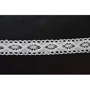 White Cotton Lace (1 Inches) (20 Metres) (Design 48)- Used for Trims Borders Embroidered Laces Applique Fabric lace Sewing Supplies Cotton Work lace.