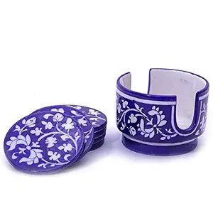 Handmade Jaipur Serving Tea Cup Coaster Set 9x9x0.7 cm Multicolour -Set of 6 Pieces
