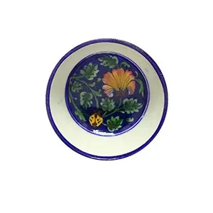 Blue Art Pottery Antique Unique Ceramic Decorative Bowl (10 x 10 x 5 cm)