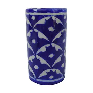 Indian Blue Art Pottery Pencil Holder 5 cm x 10 cm