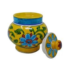 Miniature Art Sugar Pot Yellow Colour 3.5 Inches