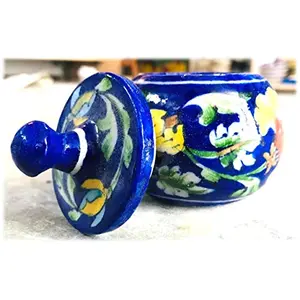 Handmade Lovely Sugar Jar in Blue Pottery