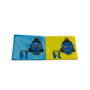 Decorative Tiles for Wall Set of 2 (Blue Yellow 2 * 2 inch)