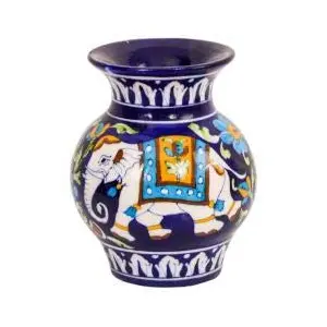 Ceramic Flower Vase (12.5 cm x 12.5 cm x 15 cm Blue)