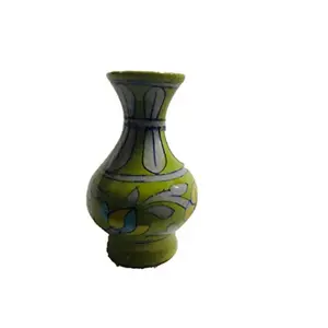 Pottery Ceramic Flower Vase (6 cm x 6 cm x 10 cm Green)