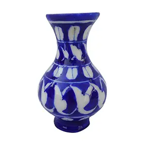 Ceramic Flower Vase (6 cm x 6 cm x 10 cm Blue)