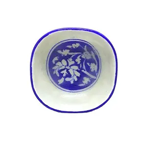 Blue Art Pottery Antique Unique Ceramic Decorative Bowl (10 x 10 x 5 cm)