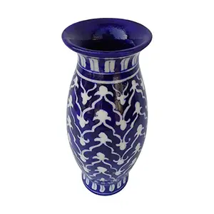 Ceramic Flower Vase (10 cm x 10 cm x 20 cm Blue)