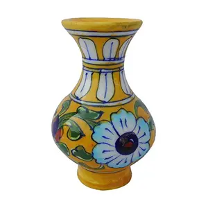 Ceramic Flower Vase (6 cm x 6 cm x 10 cm Yellow)