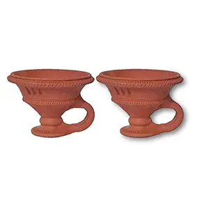 Handmade Clay Red Loban Burner Medium Size (Loban Dani) Set of 2