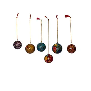 Multi Coloured Kashmir Hanging Balls - Set of 6