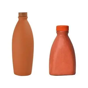 R.v crafts Clay Water Bottle Small and 1000 ml (Brown)