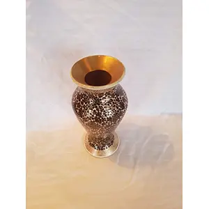 Paper and Brass Kashmiri Papier Mache Flower Vase Antique Showpiece Pot Beautiful Home Office Decor Article (Multicolour)