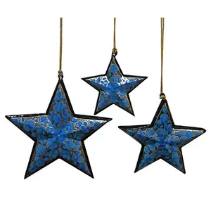 Handcrafted Christmas (Xmas) Decorative Hanging Stars Ornaments (Set of 3)