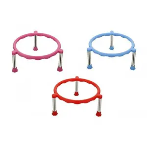 Plastic Glister Pot Stainless Steel Legs Single Ring Matka Stand -3 Pieces