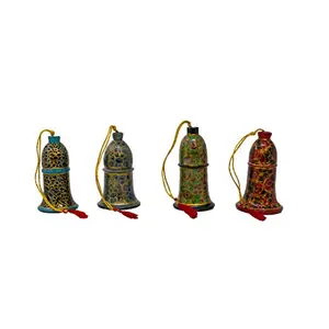 Multi Coloured Hanging Bells Set of 4 - Classic Kashmiri Paper Mache