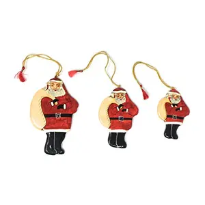 Hand Painted Decorative Hanging Santa (Set of 3) from The Artisans of Kashmir-India.