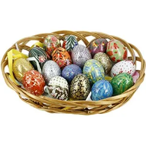Wooden Easter Eggs Ornaments - Set of 10 - Multicolored - Intricate Designs - HANDMADE EASTER DECORATIVES Easter eggshandmade easter eggs wooden eggsfinished easter eggs Decorative Ornaments Eggs home decoratives Assorted Colors Indian by