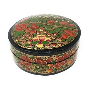 The India Craft House Kashmiri Art Papier Mache - Round Box Small