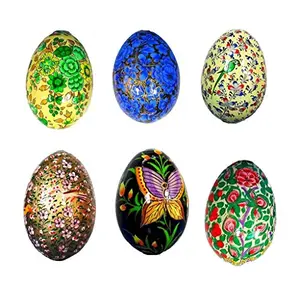 Mehra Bros Paper Machie Easter Egg ornaments (set of 6) Combo 1