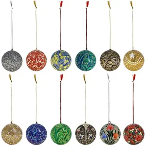 Christmas Balls Ornaments Handmade Shatterproof Balls Ornaments for Christmas Tree Set of 6 Handcrafted Indian Perfect Hanging Ball (Bird Design)