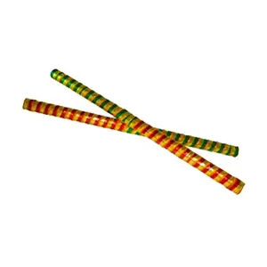 Multicolor Dandiya Wooden Garba Sticks with Lace for Navratri Celebration Ajmeri Dandiya 14 Inches Pack of 1 Pair