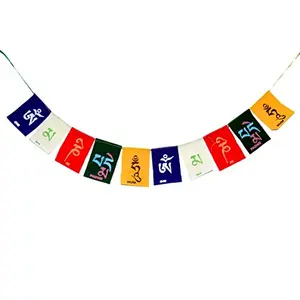 Tibetian Buddhist Prayer Flags Wind Outdoor Flags Buddhist Items Om Mani Padme Hum Peace Sign Wall Flag Hanging for Cycle/Bike 1.4 Ft - Multicolor