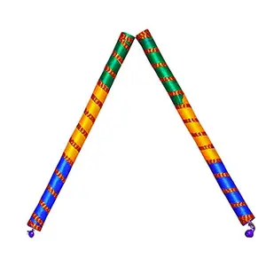 Multicolor Tiranga Dandiya Garba Sticks with Lace for Navratri Celebration 9 Inches Small Size in Pair Pack of (3)