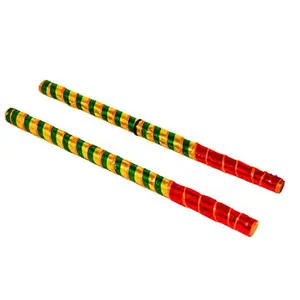 Multicolor Dandiya Wooden Garba Sticks with Lace for Navratri Celebration Ajmeri Dandiya in Pair Pack of (1)