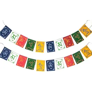 Buddhist Prayer Flags for CAR AND HOME - VELVET QUALITY - PACK OF 2 Large (6X8 cms 75 cm