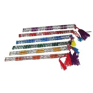 Multicolor Alluminium Vertical Half Cut Dandiya Garba Sticks for Dance for Navratri Celebration 14 Inches Pack of 12 Pair
