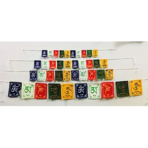 Buddhist Prayers Flag Om Mani Padme Hum of (Bike/car/Home/Office) Size= X Small.(Pack of 1)