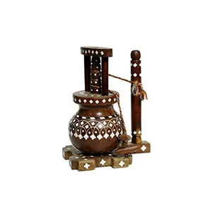 Wooden Matka Madhani for Decoration (3 inches Brown)